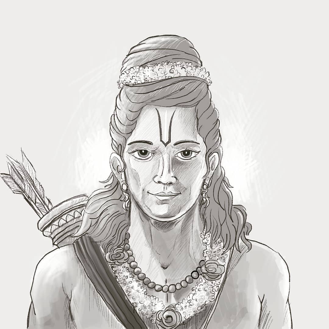 Bhagwan Rama Pencil Sketch HD